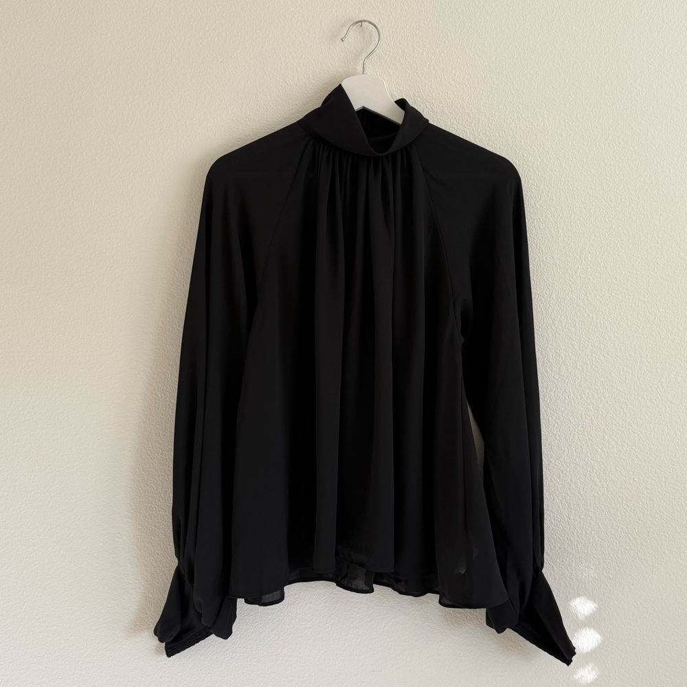 NWT Madewell Black Turtleneck Chiffon Blouse